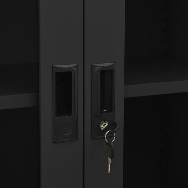 Anthrazit Büroschrank mit Glastüren 90x180 cm