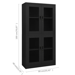 Anthrazit Büroschrank mit Glastüren 90x180 cm