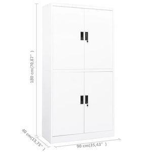 Büroschrank Weiß Stahl 90x40x180 cm