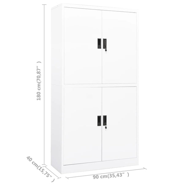 Büroschrank Weiß Stahl 90x40x180 cm