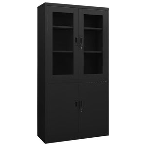 Büroschrank Schwarz Stahl 90x40x180 cm