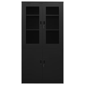 Büroschrank Schwarz Stahl 90x40x180 cm