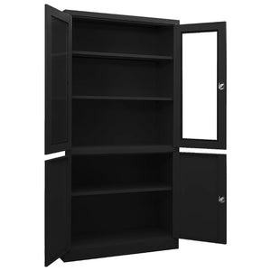Büroschrank Schwarz Stahl 90x40x180 cm