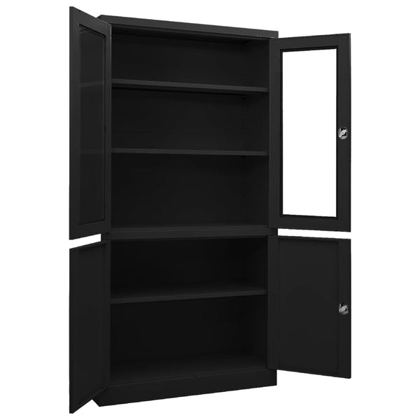 Büroschrank Schwarz Stahl 90x40x180 cm