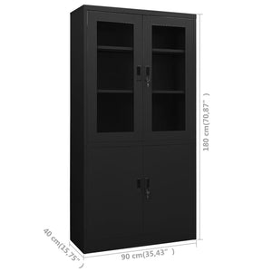 Büroschrank Schwarz Stahl 90x40x180 cm