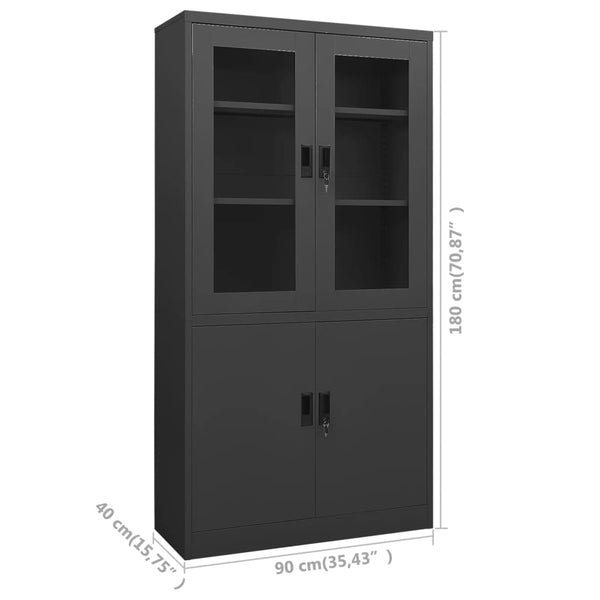 Büroschrank Anthrazit Stahl 90x40x180cm