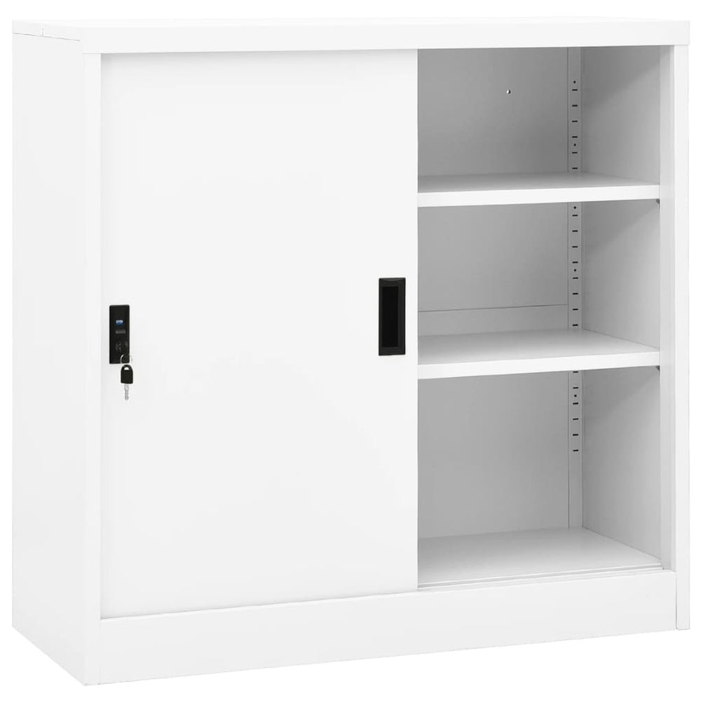 Büroschrank Schiebetür Weiß 90x90 cm