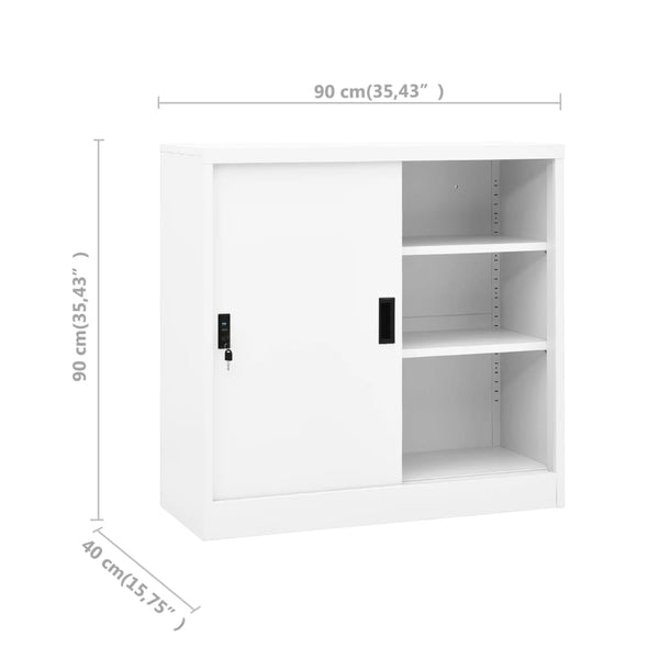 Büroschrank Schiebetür Weiß 90x90 cm