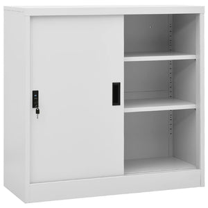 vidaXL Armoire de bureau avec porte coulissante Gris clair 90x40x90 cm Acier
