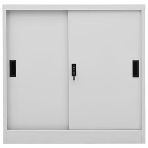 vidaXL Armoire de bureau avec porte coulissante Gris clair 90x40x90 cm Acier