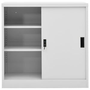 vidaXL Armoire de bureau avec porte coulissante Gris clair 90x40x90 cm Acier