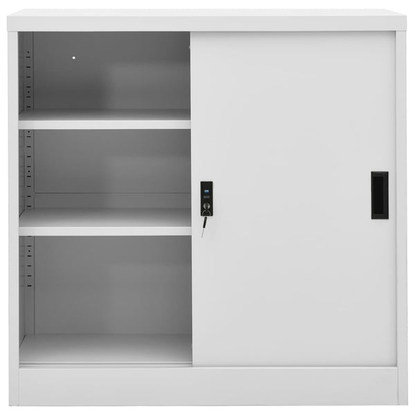 vidaXL Armoire de bureau avec porte coulissante Gris clair 90x40x90 cm Acier
