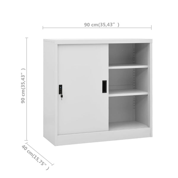vidaXL Armoire de bureau avec porte coulissante Gris clair 90x40x90 cm Acier