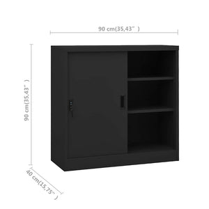 Büroschrank Anthrazit Schiebetür 90x90 cm
