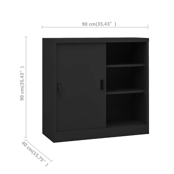 Büroschrank Anthrazit Schiebetür 90x90 cm