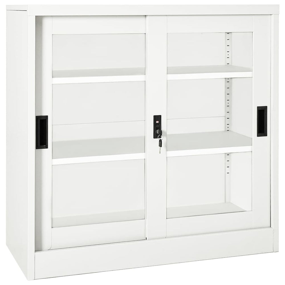Weißer Stahlschrank mit Schiebetür 90x90 cm