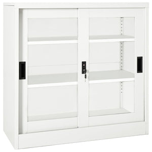 Weißer Stahlschrank mit Schiebetür 90x90 cm