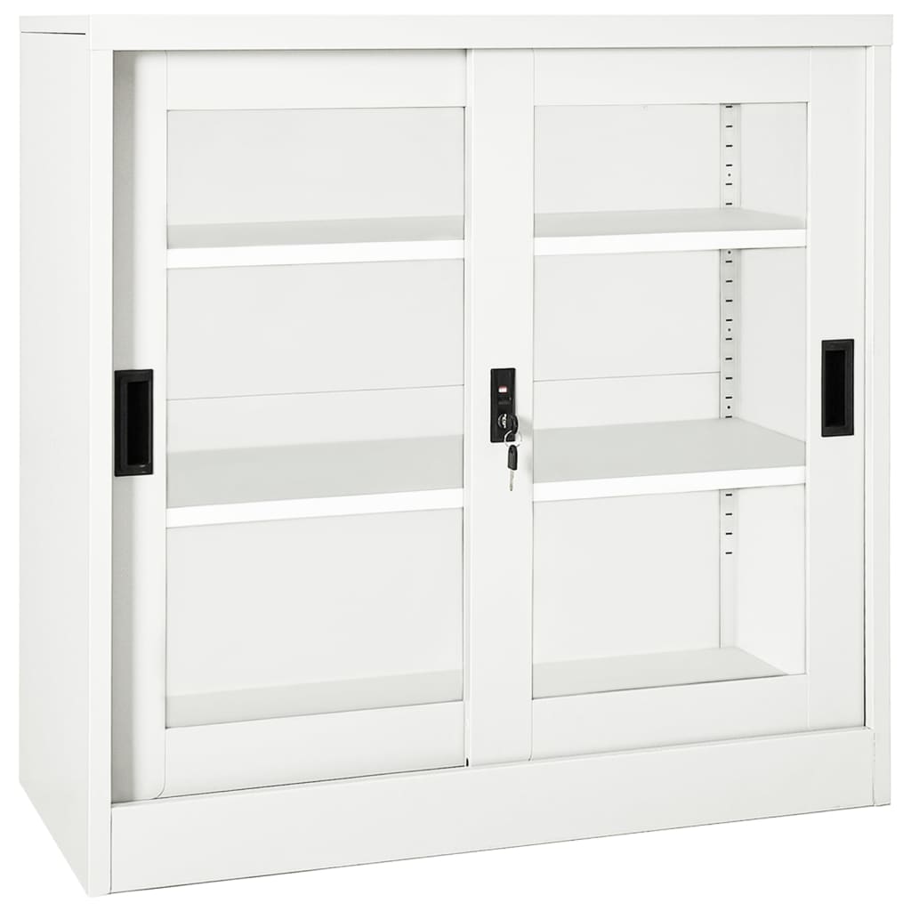 Weißer Stahlschrank mit Schiebetür 90x90 cm