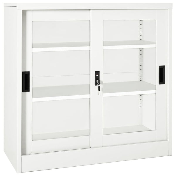 Weißer Stahlschrank mit Schiebetür 90x90 cm