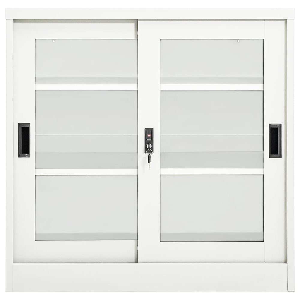 Weißer Stahlschrank mit Schiebetür 90x90 cm