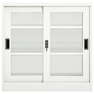 Weißer Stahlschrank mit Schiebetür 90x90 cm