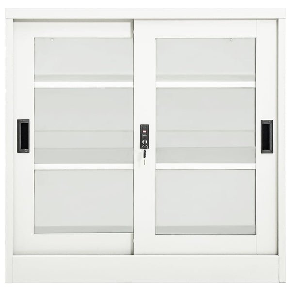 Weißer Stahlschrank mit Schiebetür 90x90 cm