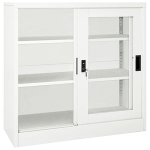 Weißer Stahlschrank mit Schiebetür 90x90 cm