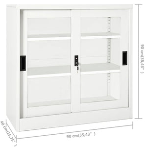 Weißer Stahlschrank mit Schiebetür 90x90 cm