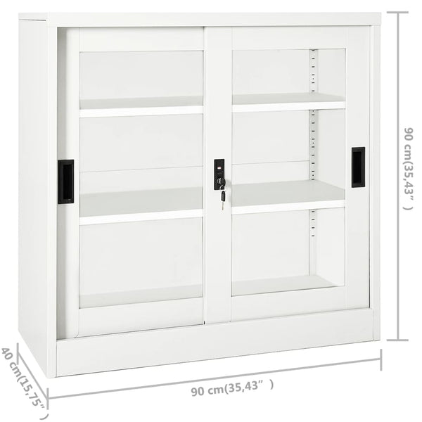 Weißer Stahlschrank mit Schiebetür 90x90 cm