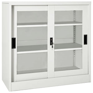 Hellgrauer Stahlschrank mit Schiebetür 90x90 cm