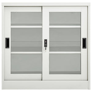Hellgrauer Stahlschrank mit Schiebetür 90x90 cm