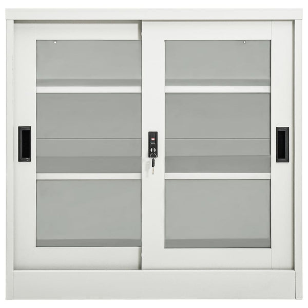 Hellgrauer Stahlschrank mit Schiebetür 90x90 cm