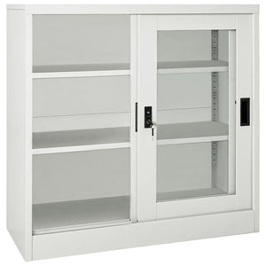 Hellgrauer Stahlschrank mit Schiebetür 90x90 cm