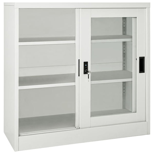 Hellgrauer Stahlschrank mit Schiebetür 90x90 cm