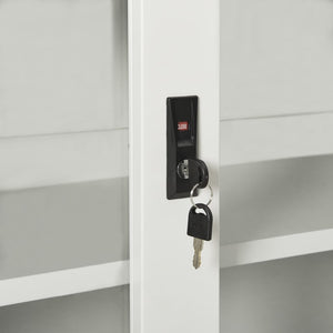 Hellgrauer Stahlschrank mit Schiebetür 90x90 cm