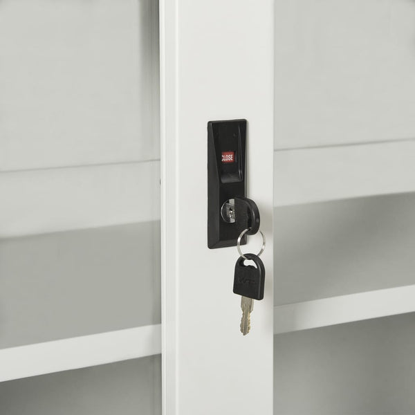 Hellgrauer Stahlschrank mit Schiebetür 90x90 cm