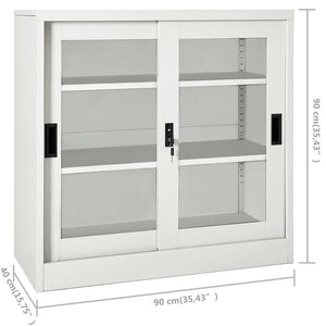 Hellgrauer Stahlschrank mit Schiebetür 90x90 cm