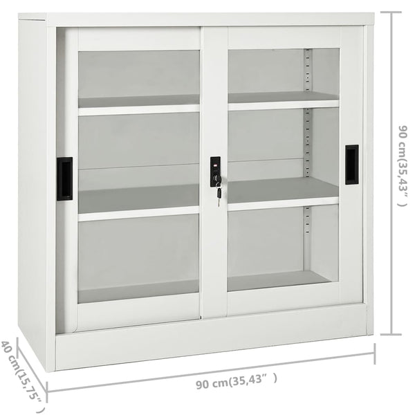 Hellgrauer Stahlschrank mit Schiebetür 90x90 cm