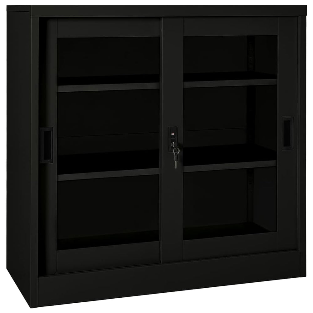 Schwarzer Stahlschrank mit Schiebetür 90x90 cm