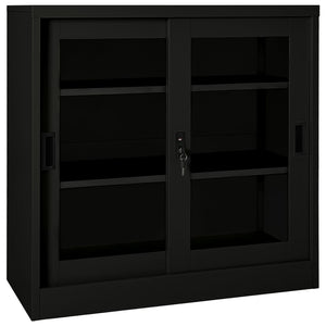 Schwarzer Stahlschrank mit Schiebetür 90x90 cm