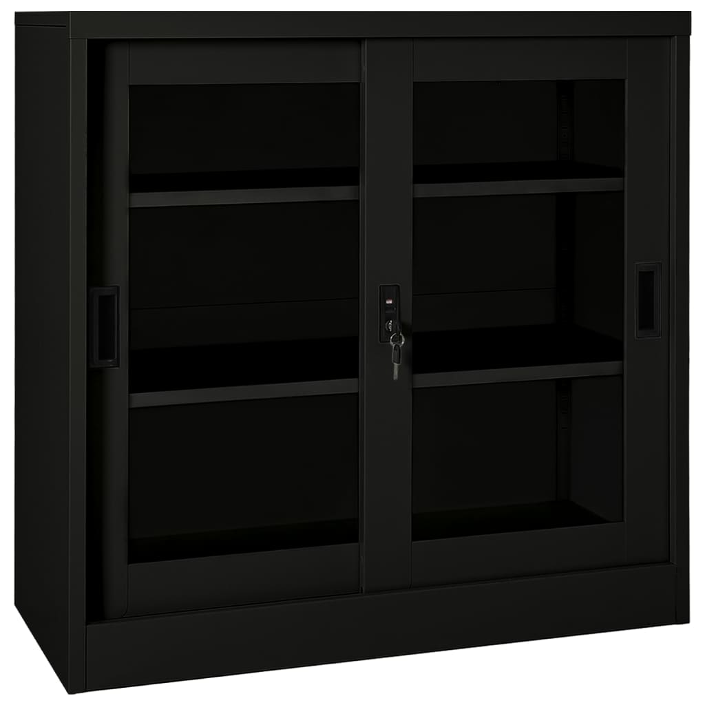 Schwarzer Stahlschrank mit Schiebetür 90x90 cm