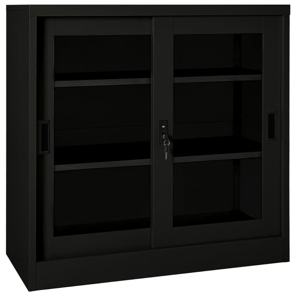 Schwarzer Stahlschrank mit Schiebetür 90x90 cm