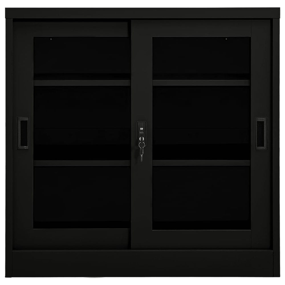 Schwarzer Stahlschrank mit Schiebetür 90x90 cm