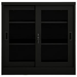 Schwarzer Stahlschrank mit Schiebetür 90x90 cm