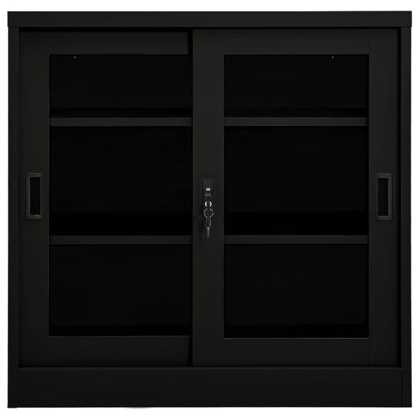 Schwarzer Stahlschrank mit Schiebetür 90x90 cm
