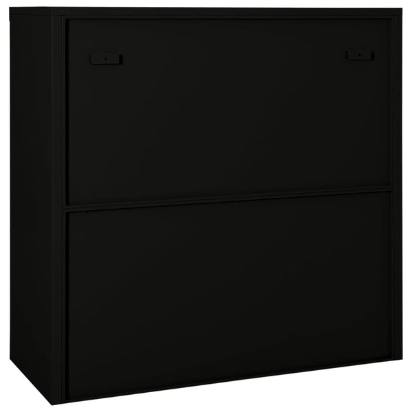 Schwarzer Stahlschrank mit Schiebetür 90x90 cm