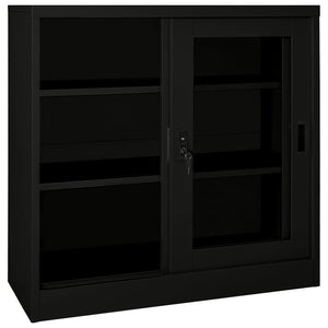 Schwarzer Stahlschrank mit Schiebetür 90x90 cm