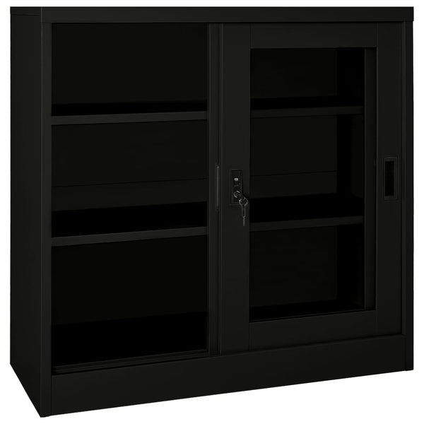 Schwarzer Stahlschrank mit Schiebetür 90x90 cm