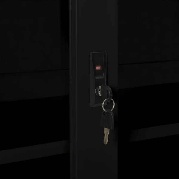 Schwarzer Stahlschrank mit Schiebetür 90x90 cm