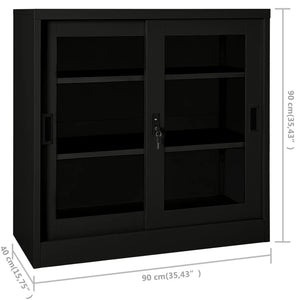 Schwarzer Stahlschrank mit Schiebetür 90x90 cm